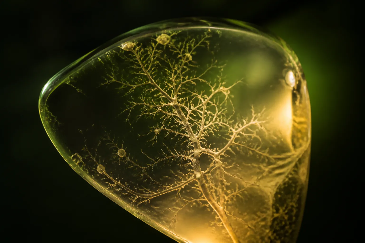 Translucent human head showing illuminated neural pathways with labeled brain regions